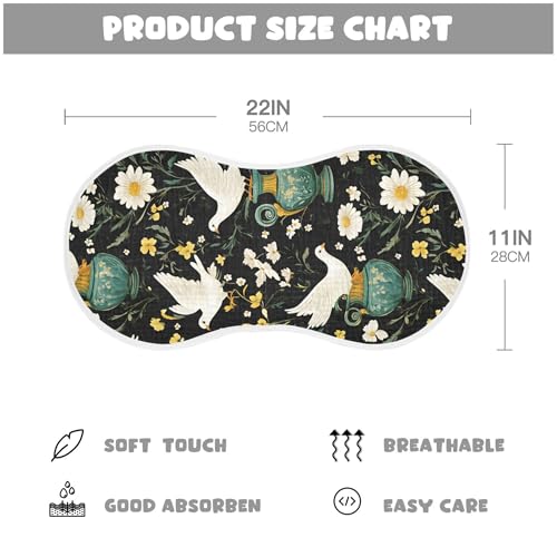 xigua White Doves Muslin Baby Burp Cloths Set of 2, Super Soft & Absorbent Burping Rags, Cotton Burp Clothes Shower Gift for Newborn, Baby Girls and Boys4