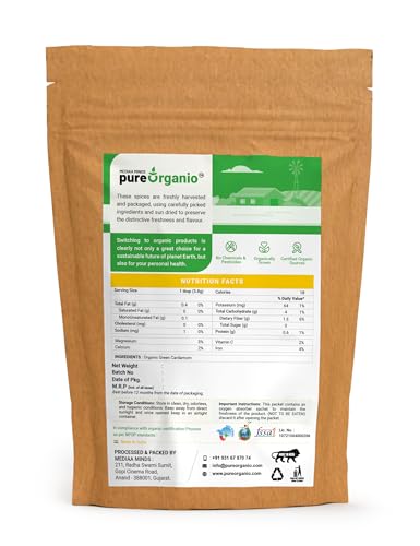 Image of Pure Organio Organic Green Cardamom Pods | Indian Elaichi Whole | Aromatic & Flavorful | NPOP Certified (15 Gm)