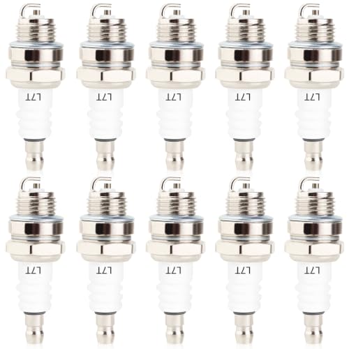 QAZAKY 10pc L7T Spark Plug for 33cc 43cc 47cc 49cc 2-Stroke Mini Pocket Bike ATV Quad Scooter Trimmer Blower Chainsaw Brushcutter Strimmer Lawnmover Echo Wacker Kawasaki NGK BPMR7A BM6A RCJ6Y RCJ7Y