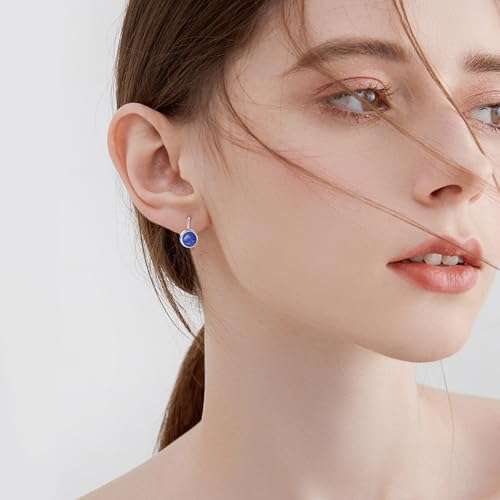 CRMAD Larimar/Turquoise/Labradorite/Lapis Lazuli/Opal/Malachite/Tiger Eye/Jade/Black Tourmaline Earrings for Women 925 Sterling Silver Circle Leverback Jewelry2