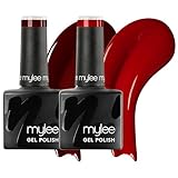 Mylee Gel Nail Polish Duo 2x8ml [Red Statement] - UV/LED Soak-Off Nail Art Manicure Pedicure for Professional, Salon & Home Use - Long Lasting & Easy to Apply, Vegan & Cruelty Free
