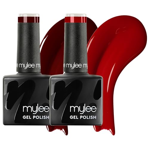 Mylee Gel Nail Polish Duo 2x8ml [Red Statement] - UV/LED Soak-Off Nail Art Manicure Pedicure for Professional Salon & Home Use - Long Lasting & Easy to Apply Vegan & Cruelty Free