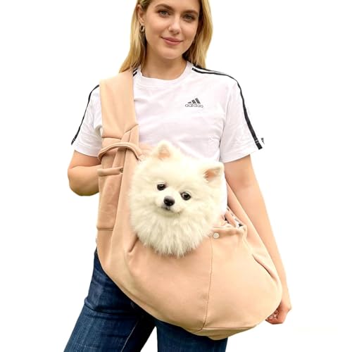 KLEHOPE Porte-Chien, Sac de Transport pour Chien, Capacité Maximale de Charge 7,5 kg, Tissu en Polyester, Sac Ventral pour Chien Kaki, pour Voyages et...