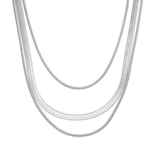Collier en acier inoxydable femmes anti ternissement chaîne chevrons