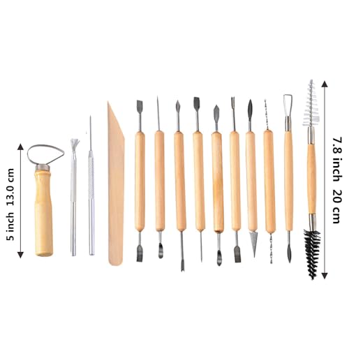 Image of S & E TEACHER'S EDITION 19 Pcs Pottery Tools & Clay Sculpting Tools | Double Sided Ceramic Clay Carving Tool Set for Pottery Modeling Smoothing