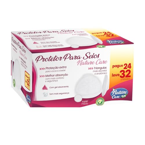 Protetor para Seios Absorvente Nature Care Confortável e Anatômico Caixa com 32 Unidades