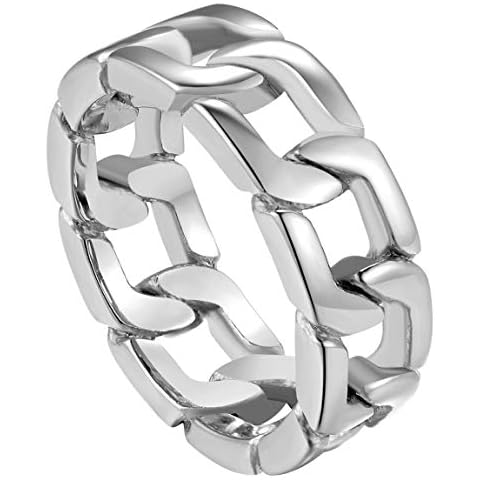 Men Costume Rings Stainless Steel Rings Size 8 Flat Thick Cuban Link Chain Ring Cover