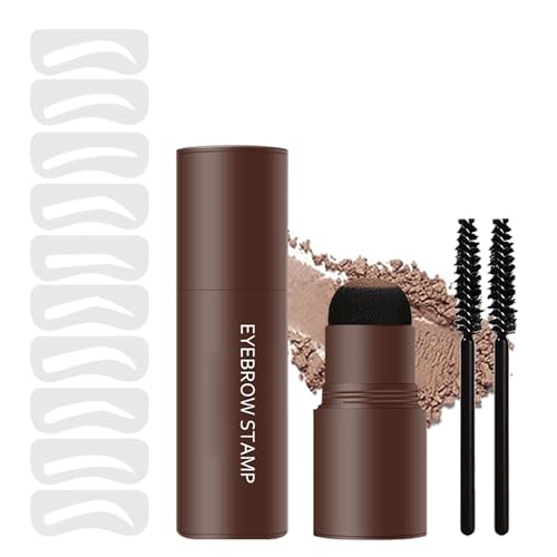 Eyebrow Stencils Kit - Waterproof Eyebrow Stencils Kit with 10 reusable stencils - 3 in 1 Hairline Shadow Powder - Eyebrow Seal Shaping Tool - a makeup must-have (LIGHT BROWN)