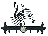Arthifor Colgador de Llaves Nota Musical Silueta, Chapa de Hierro, Negro Satinado, 29 Alto x 21 Ancho cm