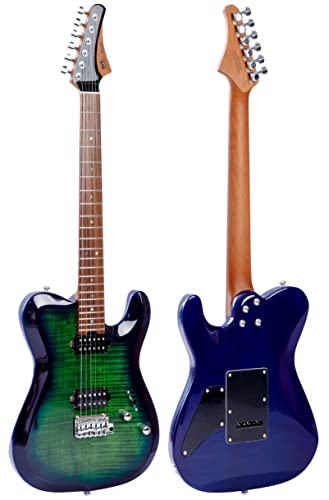 M Musi Virgo Fusion Electric Guitar Coil Split Humbucker Pickup Solid Body Electric Guitars, Rounded End Stainless Steel Frets, Mahogany Body, Roasted Maple Neck, For Rock/Blues/Jazz, Vf #TOP2