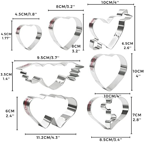 Crethink Valentine's Day Cookie Cutters Set 8 Pieces Heart Cookie Cutters Bisucit Cutter - Angle Heart, Heart, Double Heart, Heart with Arrow Shapes Stainless Steel for Baking Holiday