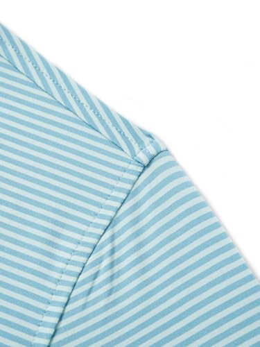 Image of Men' s Golf Shirts Short Sleeve Performance Moisture Wicking Dry Fit Striped Golf Polo Shirts for Men