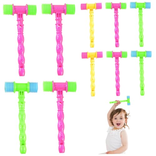 Ssguopte 10pcs Quietschhammer Spielzeug 4x9 Zoll Cartoon Interaktiver Dicker Plastikspielzeughammer mit Geräusch für Partyvorbefugten Spiele Bestrafung