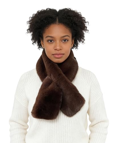 Lina & Lily Écharpe à Col en Fausse Fourrure pour Femme Hiver (Brun Chocolat)