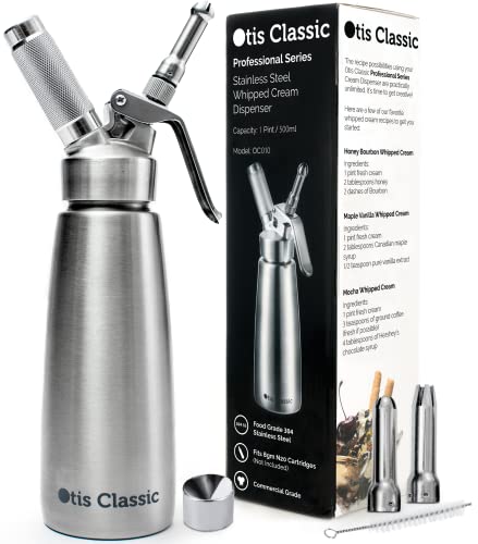 Comparison: Best Whipped Cream Dispensers 4 Otis Classic 304 Stainless Steel Whipped Cream Dispenser, 500ml w/ 3 Decorating Nozzles - Commercial Grade Quality Made of Food Grade Stainless Steel - Easy to Use and Clean Ideal for Desserts for Home Chef