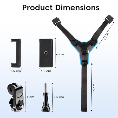 Sounce Helmet Chin Strap Mount with Mobile Clip & Screw Compatible with All Smart Phones Go pro Hero 9/8/7/6,SJCAM, Yi, DJI Osmo Action & Other Action Cameras (Multipurpose Helmet Mount) 2