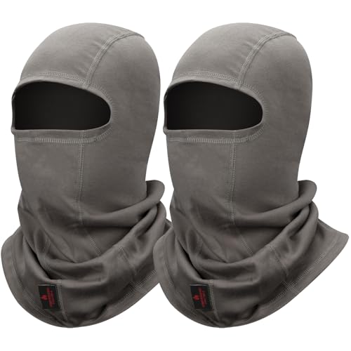 Image of FR Face Mask for Men - Fire Resistant Balaclava Welding Head Cover, 100% Cotton Full Face Hood & Neck Protector