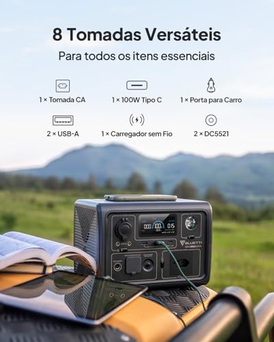 BLUETTI EB3A Gerador de Energia Solar, Bateria LiFePO4 de 268Wh com 1 Tomada CA de 220V / 600W (Pico