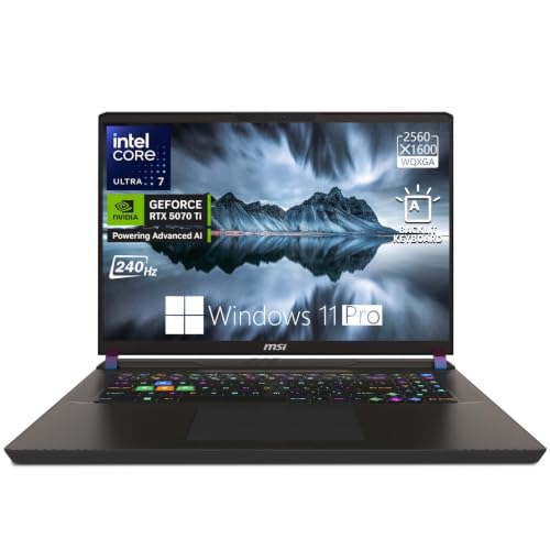 MSI Vector 16 HX AI Gaming Laptop 2026, 16" QHD+ 240Hz Intel Core Ultra 7 255HX (>i9-14900HX), NVIDIA GeForce RTX 5070 Ti, 32GB DDR5 1TB SSD, RGB Backlit KB, WiFi 7, Copilot Key, Windows 11 Pro