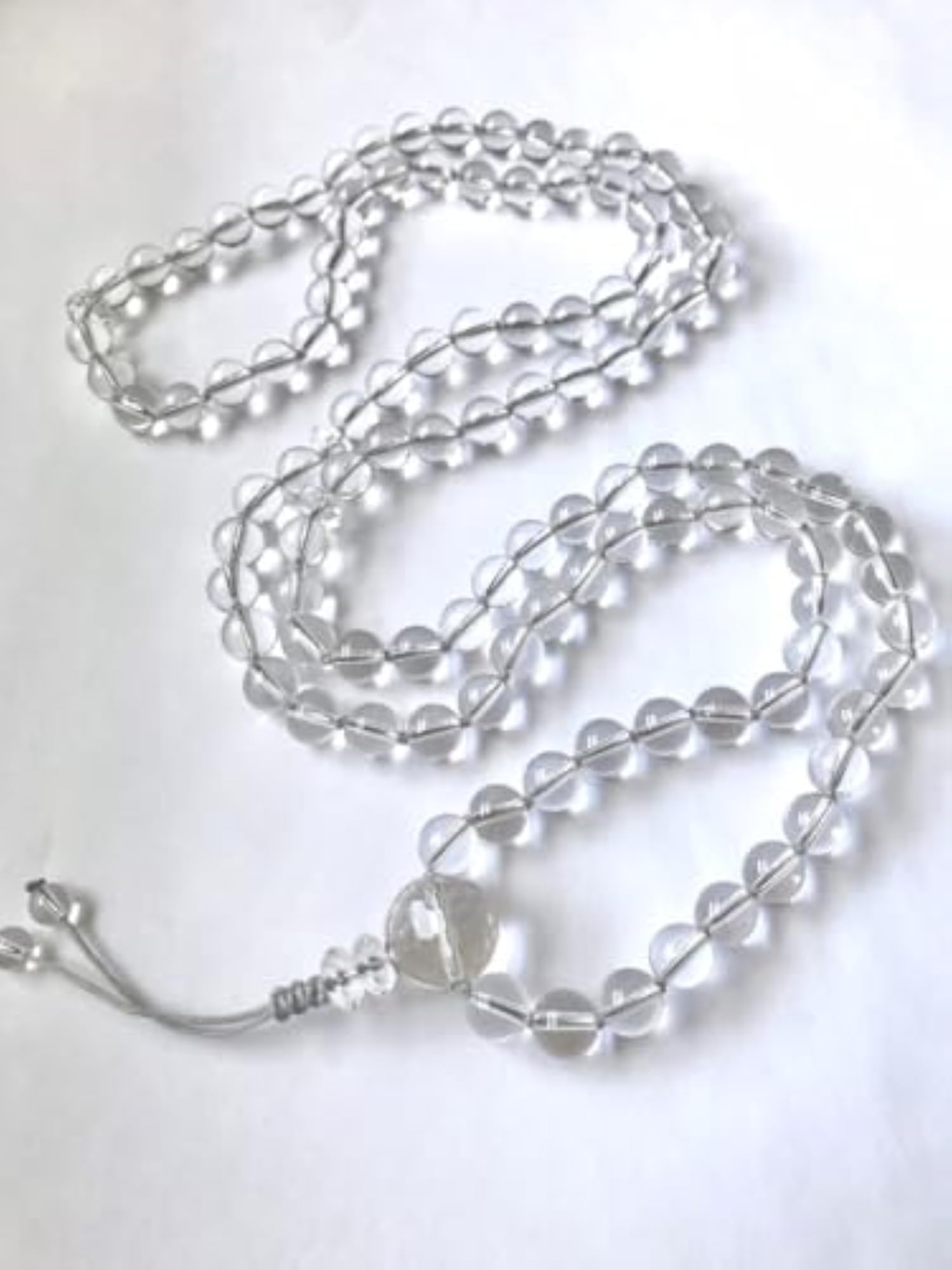 Natural Clear Quartz 10MM 108+1 Bead Prayer Mala Necklace