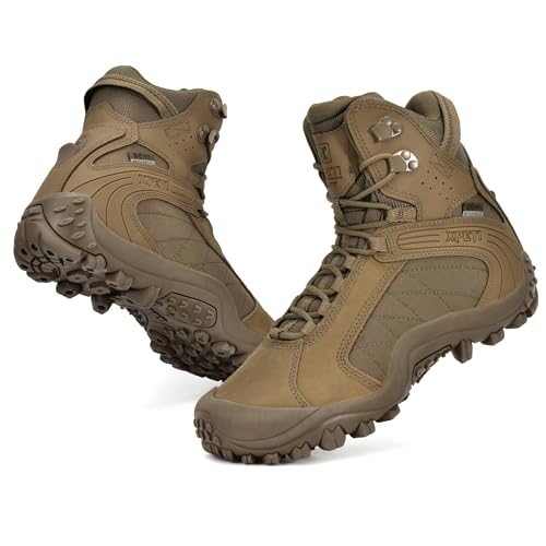 XPETI Mens Tactical Boots 8" Combat Boot Waterproof Leather