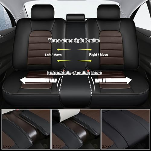 Image of Nappa Leather Seat Covers for Ford Bronco Sport 2021-2024,Car Seat Covers Full Set,Waterproof Seat Protectors Auto Seat Covers,Breathable Nonslip Interior Cover Seats for Cars(Black and Coffee)
