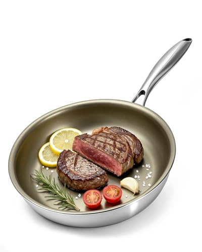 Abijan Non Stick Titanium Frying Pan 28cm, 18/10 Stainless Steel Frying Pan