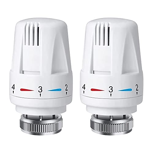 Jooheli Tête Thermostatique, Lot de 2 Robinet Thermostatique Radiateur, Valve de Radiateur Thermostatique M30 x 1,5 , Tete Thermostatique Radiateur Cover