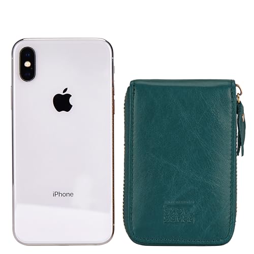 Image of Vintage Full Top Grain Leather Wallet RFID Blocking Multi Card Case with Zipper Pocket Card Holder for Men Women Gift Box