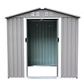 SPOFLYINN Outdoor Garden Storage Shed Rainproof Large Storage Space Outdoor Storing Tools for Bike Trash Can Machine (6x4ft) Grey