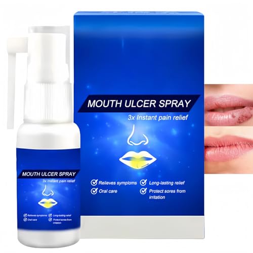 Mouth Ulcer Treatment Spray for Adults,Fast Pai/n Relief Gel & Canker Sore Pat/Ches Alternative,Herbal Oral Care Spray for Cold Sores,Mouth Ulcer Gel for Lip Care,Long-Lasting Dry Mouth Relief