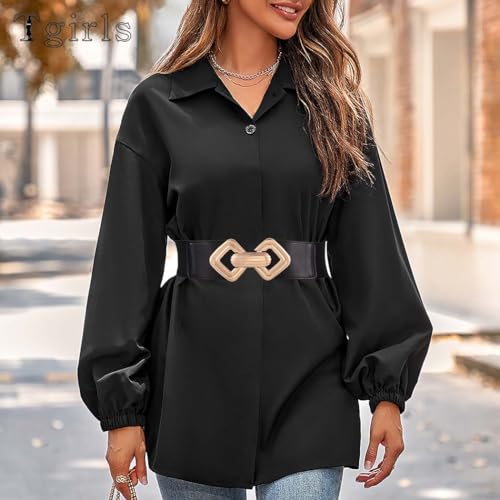 Tgirls Women's Elastic Belt Gold Wide Belt for Dresses Fashion Vintage Stretchy Waistband with Gold Buckle4