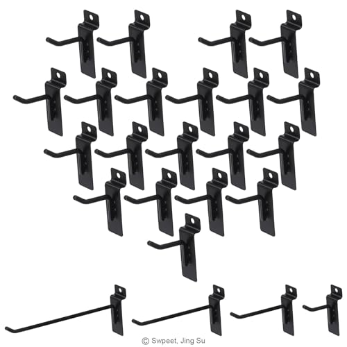 Swpeet 20Pcs 2 Inch Heavy Duty Slatwall Hooks Assortment Kit,