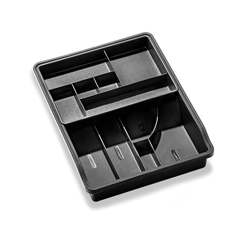 Madesmart 23-Compartment Original Junk Drawer Organizer Tray, Plastic Multipurpose Storage Bin for Drawers, Granite Cover