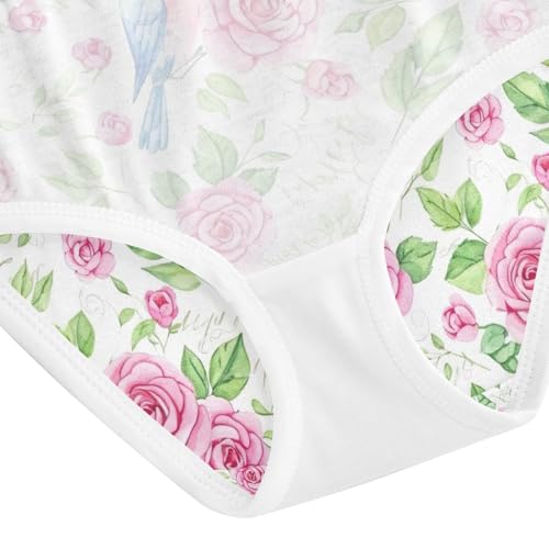 Toddler Panties, Watercolor Roses Cotton Girls Underwear, 2–8 Years4