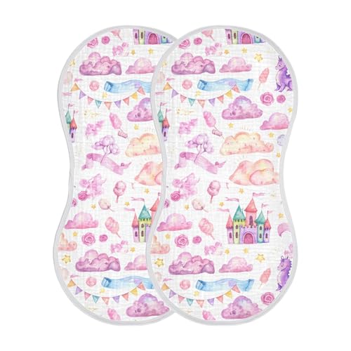 xigua Whimsical Dragon Muslin Baby Burp Cloths Set of 1, Super Soft & Absorbent Burping Rags, Cotton Burp Clothes Shower Gift for Newborn, Baby Girls and Boys2