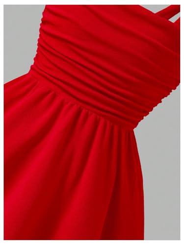 WDIRARA Girl's Bow Sleeveless A Line Mini Dress Ruched Ruffle Swing Cami Dresses3