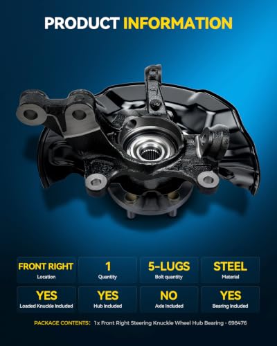 Image of PHILTOP Front Right Knuckle Wheel Hub Bearing for 2009-2018 Toyota Corolla