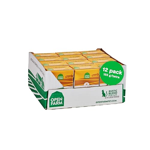 Open Farm Rustic Blend Wet Cat Food, Complete & Balanced Medley with Human-Grade Ingredients, Humanely-Raised Meat, Non-GMO Veggies & Bone Broth, Harvest Chicken Recipe, 5.5oz Packs (Case of 12)