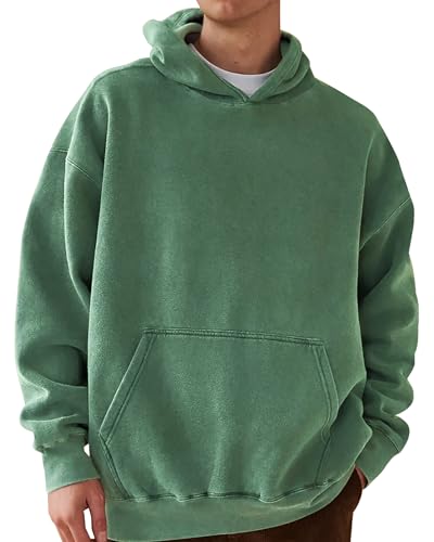 Men's Hoodies Distressed Washed Sweatshirts Solid Vintage Hooded Sweatshirt Long Sleeve Pullover Tops with Pockets2