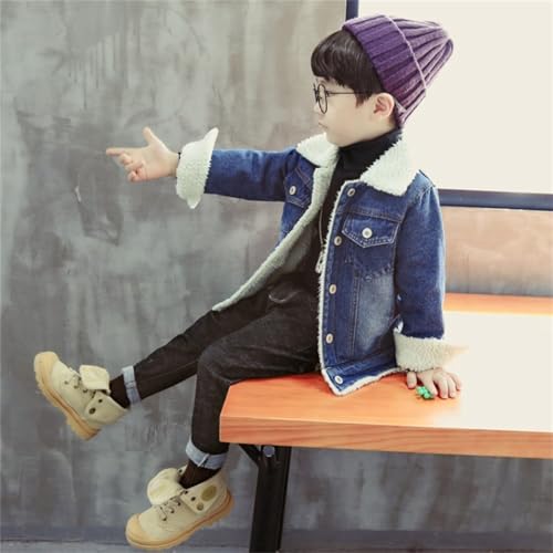 Toddler Kids Denim Jacket Long Sleeve Lapel Collar Button Up Plush Denim Coat Girls Casual Slim Fit School Daily Wear4