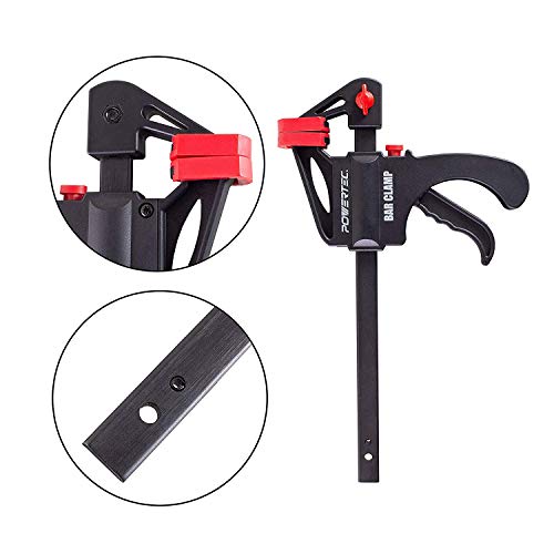 Powertec 71088P4 6 In. Quick Release Bar Clamp With 12 Inch Spreader | Ratcheting Bar Clamp - 4Pk #TOP1