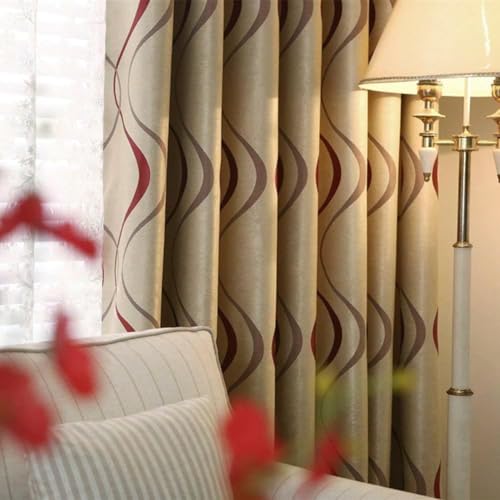 1 Pair Pencil Pleat Curtains – Modern Striped Design for Living Room or Bedroom (66x90 Inches, Red) – Elegant & Light Filtering