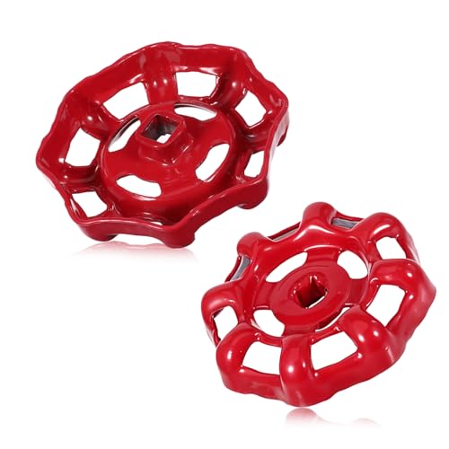 Tweruna 2 Pack Outdoor Faucet Handle, Water Spigot Replacement, Round Wheel Hose Bib Handle, Valve Replacement Part(7 mm x 7 mm), Red