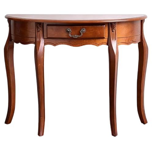 Yqyc Consolas Recibidores Entrada con Cajones, Madera Maciza, Diseño Semicircular, Soporta hasta 50 Kg, Ideal para Recibidor, Color Marrón(80x30x85cm/31x11x33in)