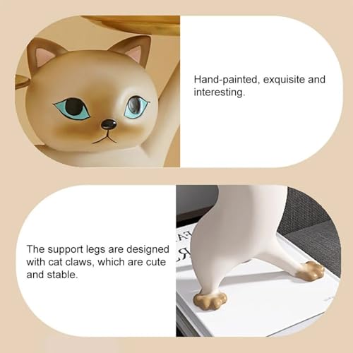 Figura decorativa moderna de gato de resina con bandeja dorada miniatura 4