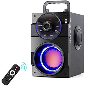 Bluetooth Speakers Portable Wireless Speaker with Subwoofer Heavy Bass 2 Loud Speaker LED Lights FM Radio Remote