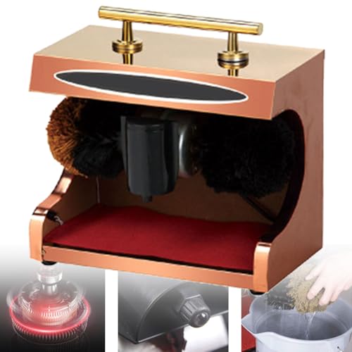 FBJAMZ Shoe Polisher, Electric Shoe Shine Polisher with Double Combination Brush, Low Noise, Easy to Clean (Gold)