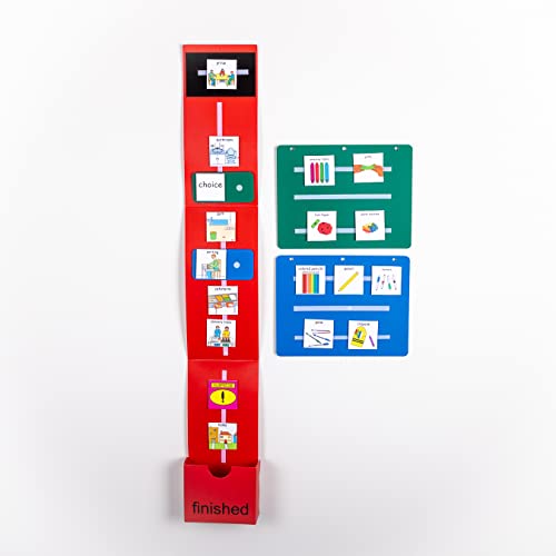 PECS® Visual Schedule for Autism, ASD, Speech Delays, Special Education, 9 Critical Communication Skills (Red)