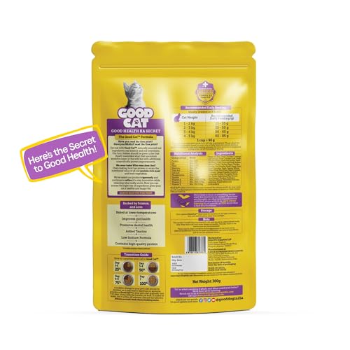 Image of Good Cat Baked Dry Cat Food for Adult Cats & Kittens | Tuna, Salmon, Mackerel & Anchovies | High Protein Complete Nutrition for Cats | Taurine Enriched | Supports Skin & Coat Health | 600g (2 x 300g)